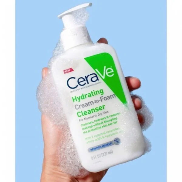 CeraVe Hydrating Cream To Foam Cleanser For Normal To Dry Skin (87ml) - Image 3