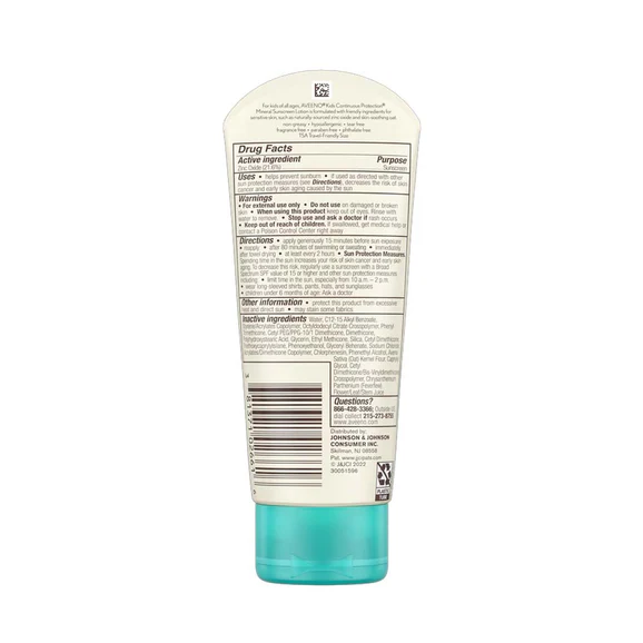 Aveeno Kids Continuous Protection Lotion Sunscreen With Broad Spectrum SPF 50 (88ml) - Image 2