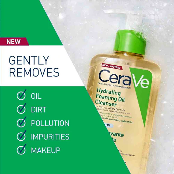 Cerave Hydrating Foaming Oil Cleanser For Normal To Very Dry (236ml) - Image 3